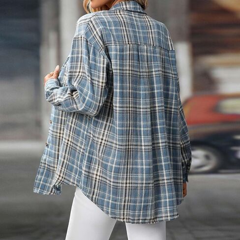 Plaid Shirts for Women Dressy Casual Blouses Button Down Business Work Boho Tops Long Sleeve Flannels Fall Outfits in Saudi Arabia
