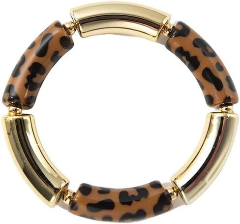 Todu Boho Bracelet Leopard Print Bracelet Gold Plated Chunky Bangle Bamboo Bracelets for Women Summer Beach Bohemian Jewelry in Kuwait