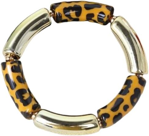 Todu Boho Bracelet Leopard Print Bracelet Gold Plated Chunky Bangle Bamboo Bracelets for Women Summer Beach Bohemian Jewelry in Kuwait