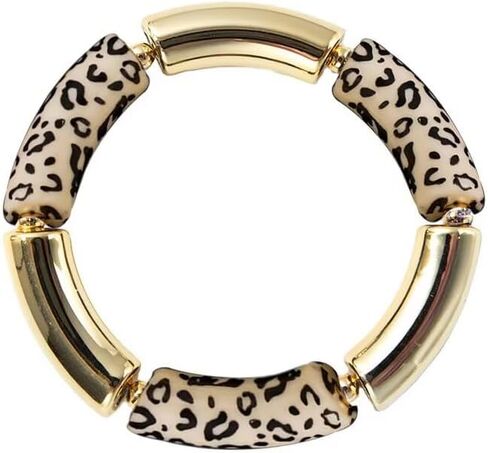 Todu Boho Bracelet Leopard Print Bracelet Gold Plated Chunky Bangle Bamboo Bracelets for Women Summer Beach Bohemian Jewelry in Kuwait
