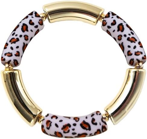 Todu Boho Bracelet Leopard Print Bracelet Gold Plated Chunky Bangle Bamboo Bracelets for Women Summer Beach Bohemian Jewelry in Kuwait