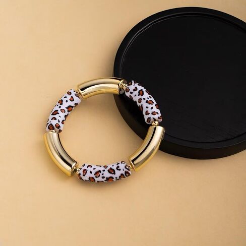 Todu Boho Bracelet Leopard Print Bracelet Gold Plated Chunky Bangle Bamboo Bracelets for Women Summer Beach Bohemian Jewelry in Kuwait