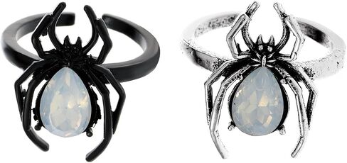 Halloween Spider Ring for Cosplay Party Accessories Open Adjustable Gothic Horror Moonstone Crystal Spider Rings Halloween Costume Jewelry Gifts for Women in Saudi Arabia