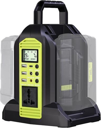 350W Power Inverter for Ryobi 40V Li-ion Battery, OP401 4-Port 20V to 120V Pure Sine Wave Inverter with LED Light, 3 USB-A Port, 1 USB-C Port, 1 DC Port, Power Station for Camping Emergency(Tool Only) in Saudi Arabia