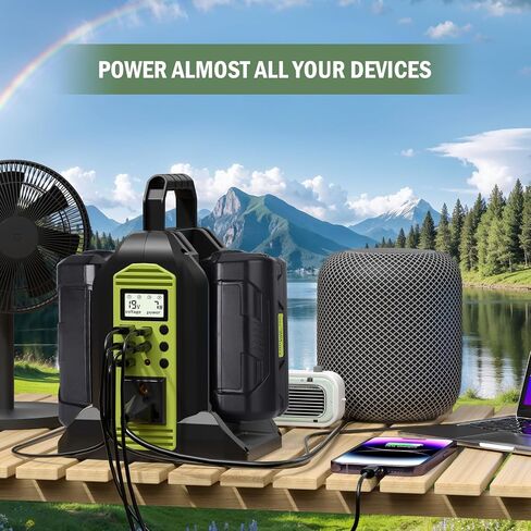 350W Power Inverter for Ryobi 40V Li-ion Battery, OP401 4-Port 20V to 120V Pure Sine Wave Inverter with LED Light, 3 USB-A Port, 1 USB-C Port, 1 DC Port, Power Station for Camping Emergency(Tool Only) in Saudi Arabia