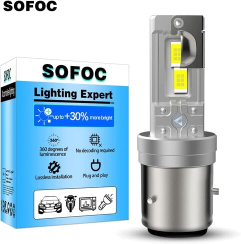 SOFOC-HS5X LED لمبات للدراجات النارية/السيارة الضباب ضوء لمبة DC 12V-18V 60W 4000Lm السوبر مشرق 3570 4SMD أبيض + أصفر كومبو (للتحويل) 1 قطعة in Saudi Arabia