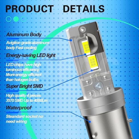 SOFOC-HS5X LED لمبات للدراجات النارية/السيارة الضباب ضوء لمبة DC 12V-18V 60W 4000Lm السوبر مشرق 3570 4SMD أبيض + أصفر كومبو (للتحويل) 1 قطعة in Saudi Arabia