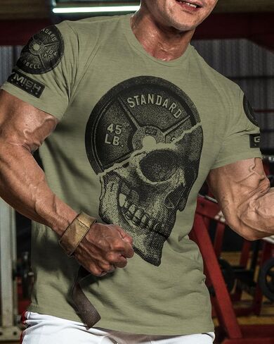 D R DETROIT REBELS Skull Plate Printed Shirts Men's Hardcore Gym Workout T-Shirt in Saudi Arabia