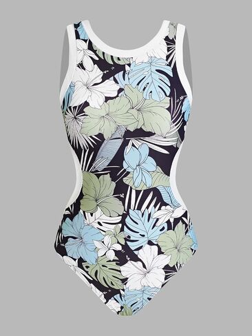 CUPSHE Women's One Piece Swimsuit High Neck Bathing Suit Side Cutout Color Block Wide Straps Sporty Back Hook in Saudi Arabia