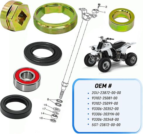 Steering Stem Bearing & Seal & Holder Nut & Collar & Tool Kit for Yamaha ATV Raptor Banshee Grizzly Big Bear Grizzly Kodiak Warrior Wolverine 350 YFZ450/YFZ450R/YFZ450X/YFZ450RSE in Saudi Arabia