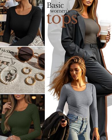 4 قطع من القمصان الحرارية النسائية مبطنة بالصوف وأكمام طويلة وياقة واسعة وقميص داخلي مناسب للشتاء بطبقة أساسية in Kuwait