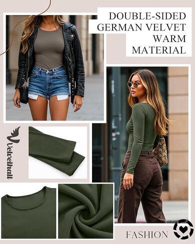 4 قطع من القمصان الحرارية النسائية مبطنة بالصوف وأكمام طويلة وياقة واسعة وقميص داخلي مناسب للشتاء بطبقة أساسية in Kuwait