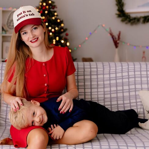 Christmas Trucker Hat for Women Men Two Tone Vintage Embroidered Baseball Cap Funny Gift in Kuwait
