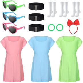 15 Pcs Halloween Adult Costume Accessories, Include Women's Hero Cosplay Tube Dress Heart Sunglasses Socks for Cosplay Party Women Girls in Kuwait