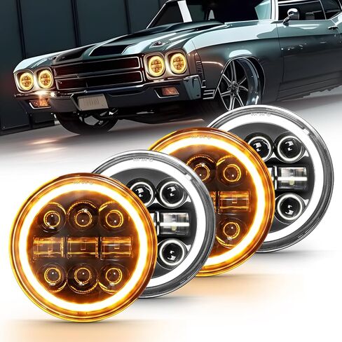 5.75-Inch LED Headlamp 12V/24V Universal Daylight High/Low Switching 50-Watt LED Headlamp Vehicle Inspection Compatible DRL 3 Light Modes Compatible Jeep/Motorcycle/for Harley Universal in Saudi Arabia