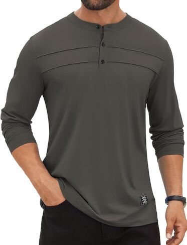تي شيرت رجالي من Hardaddy بأزرار Henley وأكمام طويلة مطوي وطباعة حروف أمامية كاجوال in Saudi Arabia