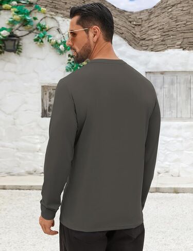 تي شيرت رجالي من Hardaddy بأزرار Henley وأكمام طويلة مطوي وطباعة حروف أمامية كاجوال in Saudi Arabia