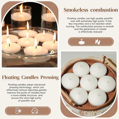 3 inch Floating Candles 36 Packs Black Floating Candles 8-9 Hours Floating Candle for Centerpieces 3" Water Candles for Cylinder Vases, Pool, Wedding, Party in Saudi Arabia