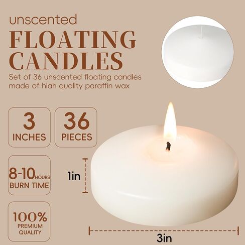 3 inch Floating Candles 36 Packs Black Floating Candles 8-9 Hours Floating Candle for Centerpieces 3" Water Candles for Cylinder Vases, Pool, Wedding, Party in Saudi Arabia