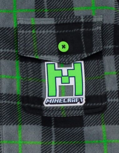 Minecraft Creeper Plaid Flannel Shacket with Fleece Lining Little Kid to Big Kid Sizes (6-18-20) in Saudi Arabia