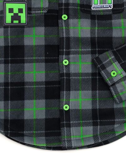 Minecraft Creeper Plaid Flannel Shacket with Fleece Lining Little Kid to Big Kid Sizes (6-18-20) in Saudi Arabia