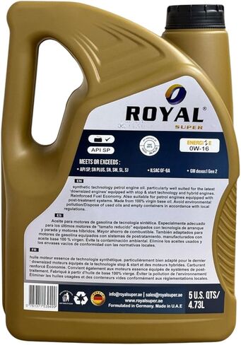 0W-16 Full Synthetic Engine Oil for Petrol Vehicles, 5 Quarts, API SP (0W-16, 5 QTS) in Saudi Arabia