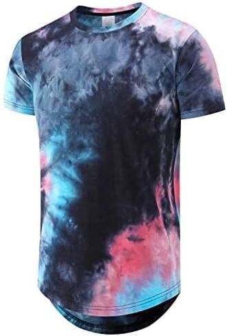 Men's Hip Hop Tie Dye T-Shirt | Trendy Hipster Style with Curve Hem | Casual Streetwear Tee for Men in Saudi Arabia