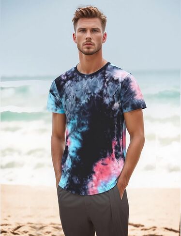 Men's Hip Hop Tie Dye T-Shirt | Trendy Hipster Style with Curve Hem | Casual Streetwear Tee for Men in Saudi Arabia