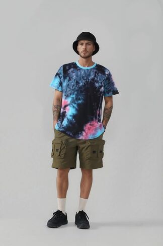 Men's Hip Hop Tie Dye T-Shirt | Trendy Hipster Style with Curve Hem | Casual Streetwear Tee for Men in Saudi Arabia