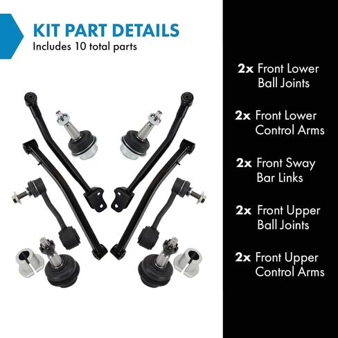TRQ Front Suspension Kit Ball Joint Control Arm Sway Bar Stabilizer Link Compatible with 2020-2023 Jeep Gladiator 2018-2023 Wrangler in Saudi Arabia
