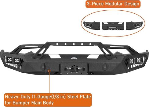 Hooke Road 19-24 Ram 1500 Front Bumper w/Over-Rider Hoop for 2019 2020 2021 2022 2023 2024 Dodge Ram 1500 (Exclude EcoDiesel, Rebel, TRX & Ram 1500 Classic) in Saudi Arabia