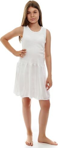 Valair Sleeveless Full Slip for Girls-Option of Inserted Bra-Cling-Free-100% Cotton Cami Tank Top 100% Nylon Silky Bottom in Kuwait