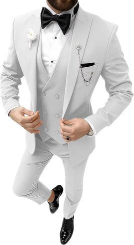 Tuxedo for Men 3 Piece Suit Slim Fit Tuxedo Suit Set Wedding Prom Suits Mens Fashion Formal Suits with Tie in Kuwait