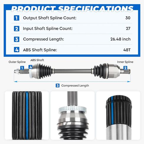 TadaMark Front CV Axle Shaft Assembly Fit for Hyundai Sonata 2.4L 2015-2019, Fit for Kia Optima 2.4L 2016-2020, L4 Gas Only, Left Driver Side in Saudi Arabia