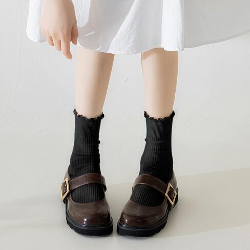 3 Pairs Womens Ruffle Ankle Socks Cute Breathable Turn-Cuff Crew Frilly Socks in Saudi Arabia