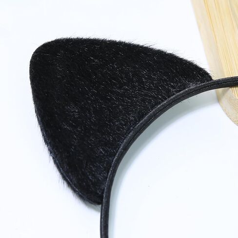 Furry Cat Ears Headband Women, Black Kitty Ear Cat Accessories for Halloween Cat Woman Costume Outfit in Kuwait
