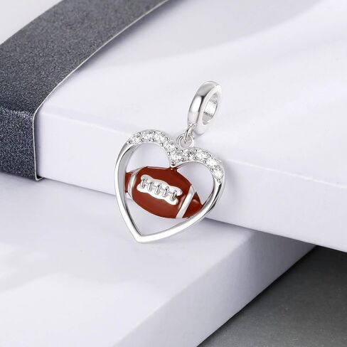 925 Sterling Silver Baseball Tennis Soccer Rugby Basketball Charm for Bracelet Necklace Ball Bead Jewelry for Sports Enthusiasts Lover in Saudi Arabia