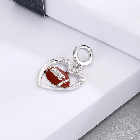 925 Sterling Silver Baseball Tennis Soccer Rugby Basketball Charm for Bracelet Necklace Ball Bead Jewelry for Sports Enthusiasts Lover in Saudi Arabia
