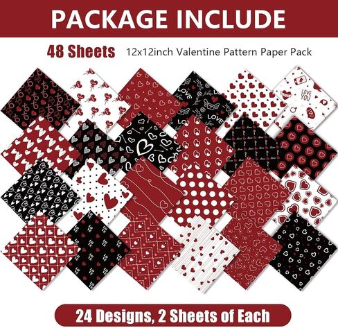 48PCS Christmas Pattern Paper 12X12 Merry Christmas Scrapbook Specialty Paper 24 Styles Red and Green Xmas Craft Decorative Paper Folded Flat for DIY Card Making Photo Album Decorations in Saudi Arabia