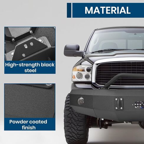 KUAFU Front Bumper Compatible with 1981-1987 Chevrolet GMC C1500 C2500 C3500 K1500 K2500 K3500 w/Winch Plate, Bull Bar, Tow Hook & Light Holes Steel Black Powder Coated in Saudi Arabia