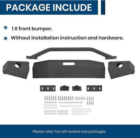 KUAFU Front Bumper Compatible with 1981-1987 Chevrolet GMC C1500 C2500 C3500 K1500 K2500 K3500 w/Winch Plate, Bull Bar, Tow Hook & Light Holes Steel Black Powder Coated in Saudi Arabia