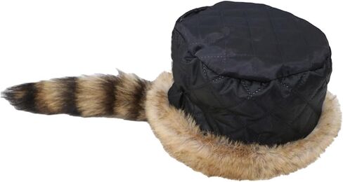 NUEAYMS Unisex Adult Plush Flat Top Hat Cute Style Mongolian Hat with Raccoon Tail Woman Teens Casual Winter Keep Warm Hat in Kuwait