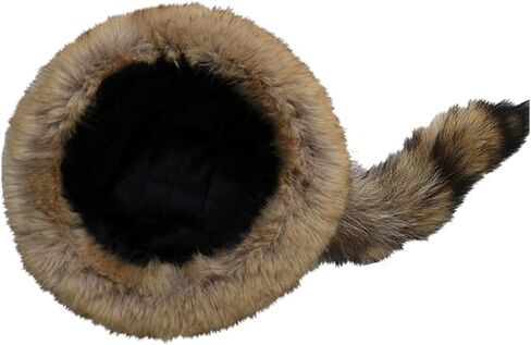 NUEAYMS Unisex Adult Plush Flat Top Hat Cute Style Mongolian Hat with Raccoon Tail Woman Teens Casual Winter Keep Warm Hat in Kuwait