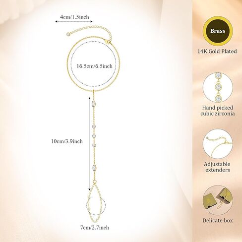 سلسلة يد سوار خاتم أنيق سلسلة يد للنساء أساور مطلية بالذهب مجوهرات عصرية لمجوهرات الزفاف هدايا عيد الميلاد للنساء in Kuwait