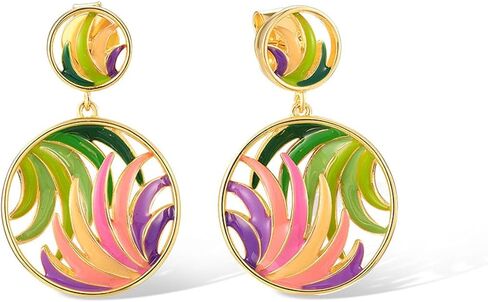 Santuzza 925 Sterling Silver Cubic Zirconia Flower & Dragonfly Enamel Earrings for Women in Saudi Arabia