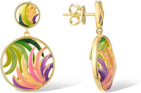 Santuzza 925 Sterling Silver Cubic Zirconia Flower & Dragonfly Enamel Earrings for Women in Saudi Arabia