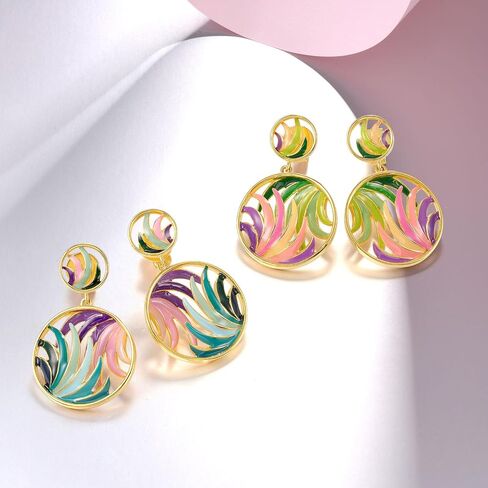 Santuzza 925 Sterling Silver Cubic Zirconia Flower & Dragonfly Enamel Earrings for Women in Saudi Arabia