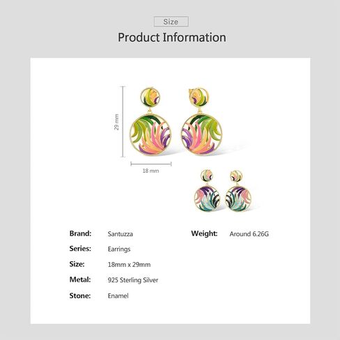 Santuzza 925 Sterling Silver Cubic Zirconia Flower & Dragonfly Enamel Earrings for Women in Saudi Arabia