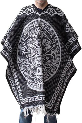 Gamboa Reversible Mexican Ponchos for Men and Women Sarape Pancho Men Sarapes Mexicanos Costume Outfit in Kuwait