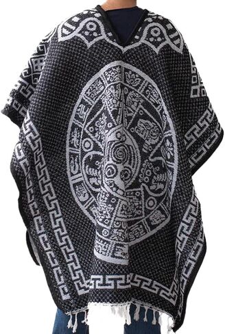 Gamboa Reversible Mexican Ponchos for Men and Women Sarape Pancho Men Sarapes Mexicanos Costume Outfit in Kuwait
